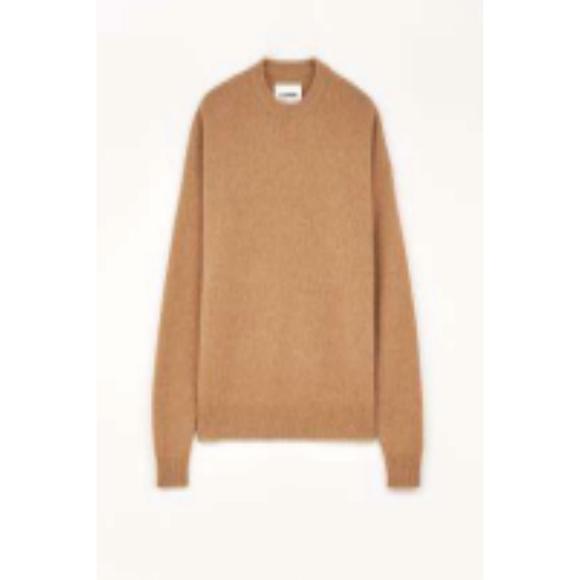 NEW JIL SANDER women's crew neck long sleeve sweater in gold earth